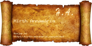 Hirth Annamária névjegykártya